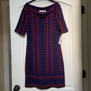 NWT Trina Turk Geometric Sweater Dress 3/4 Sleeve